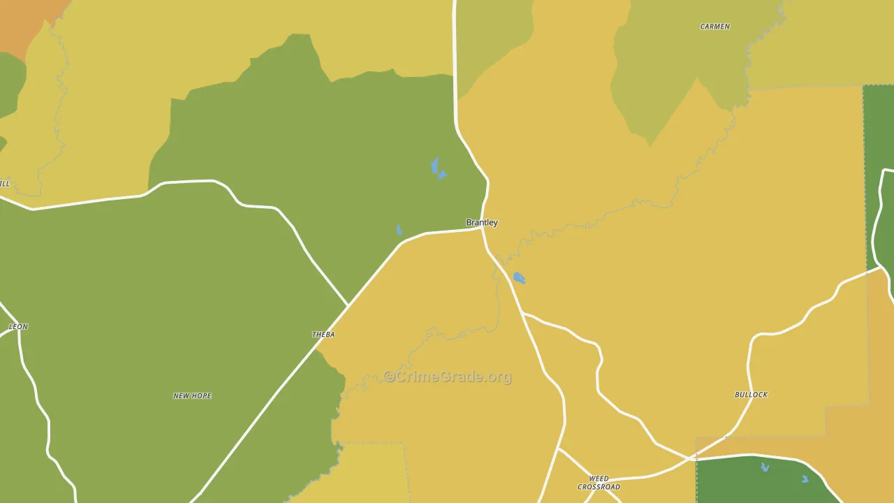 Brantley, AL Map of Burglary Rates
