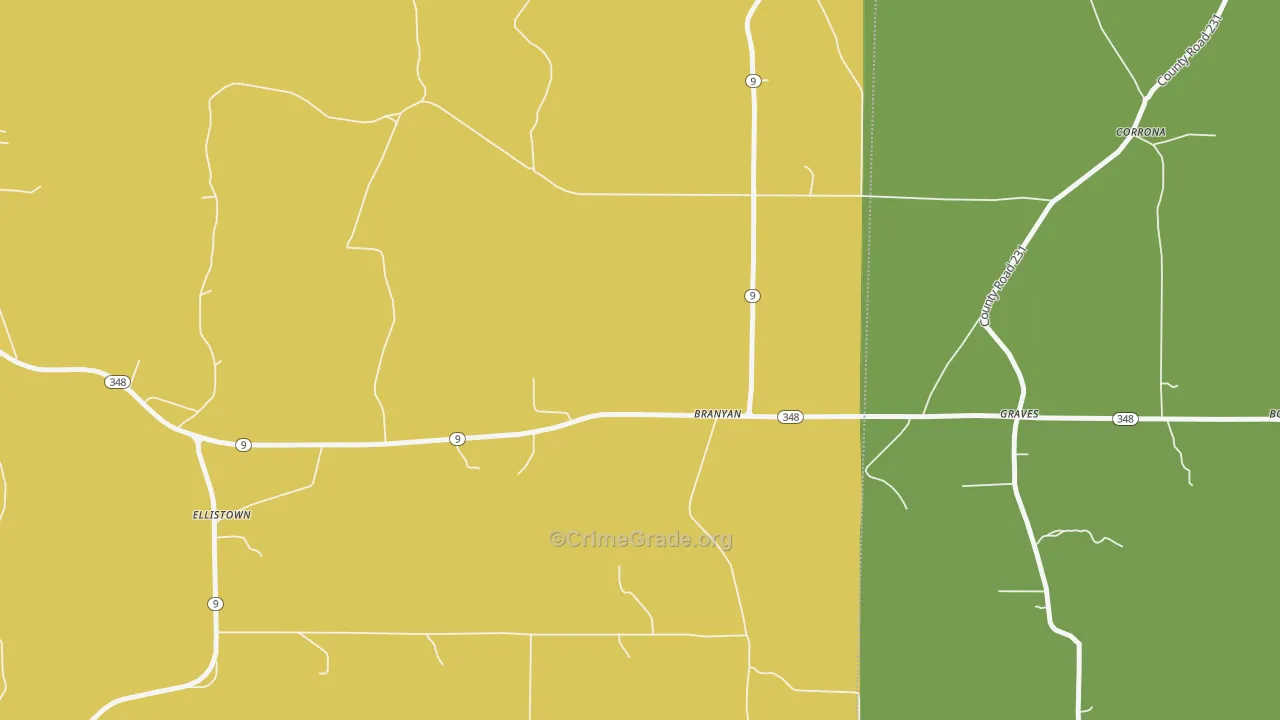 Branyan, MS Map of Burglary Rates