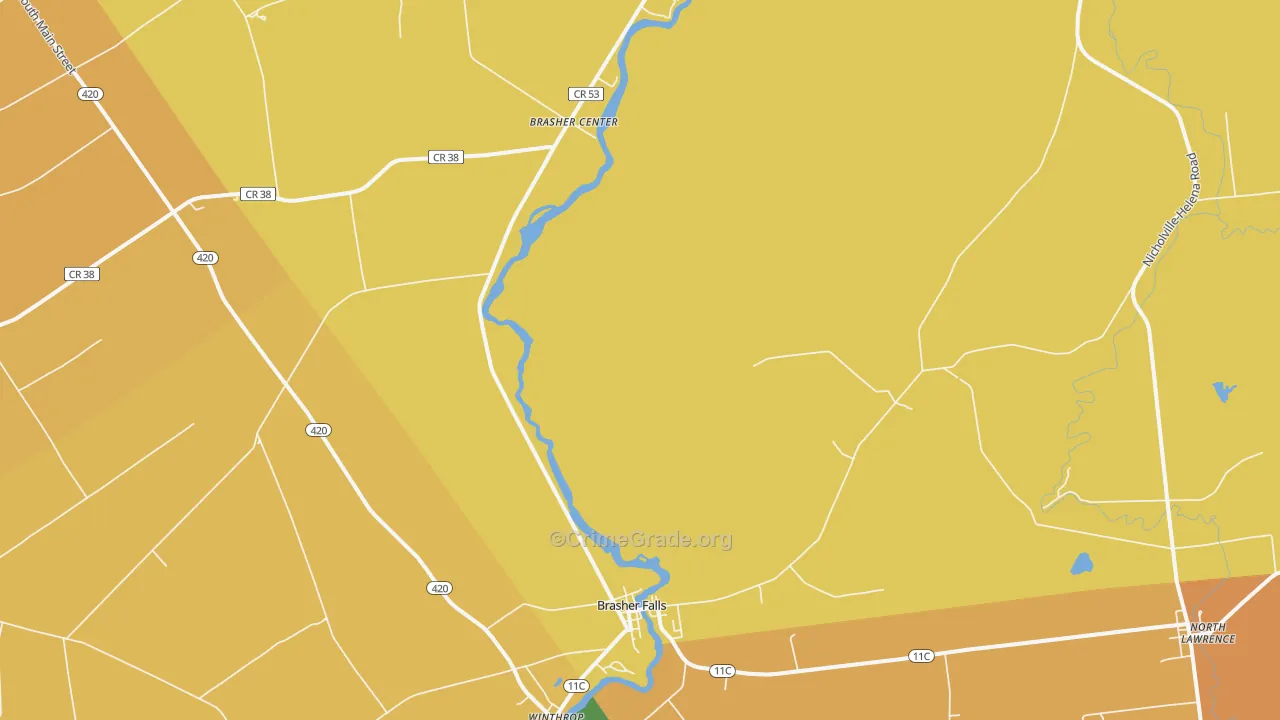 Brasher Falls, NY Map of Burglary Rates