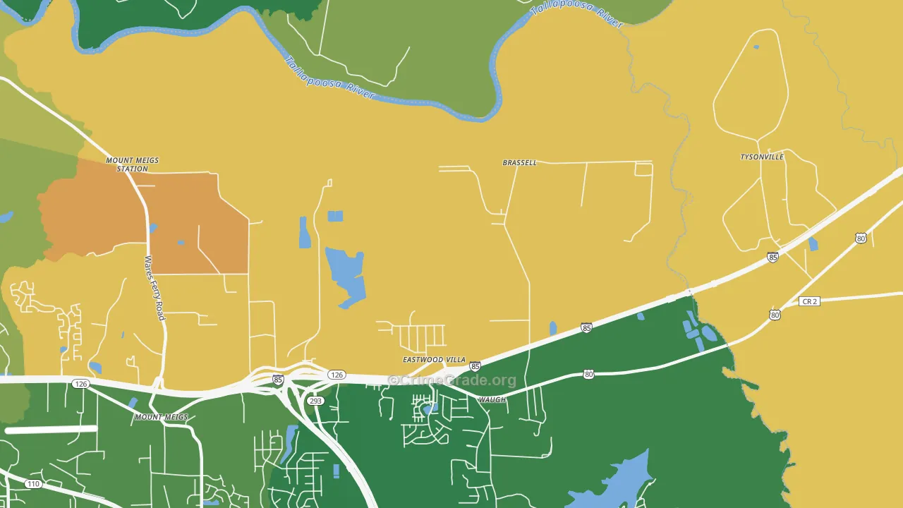 Brassell, AL Map of Burglary Rates