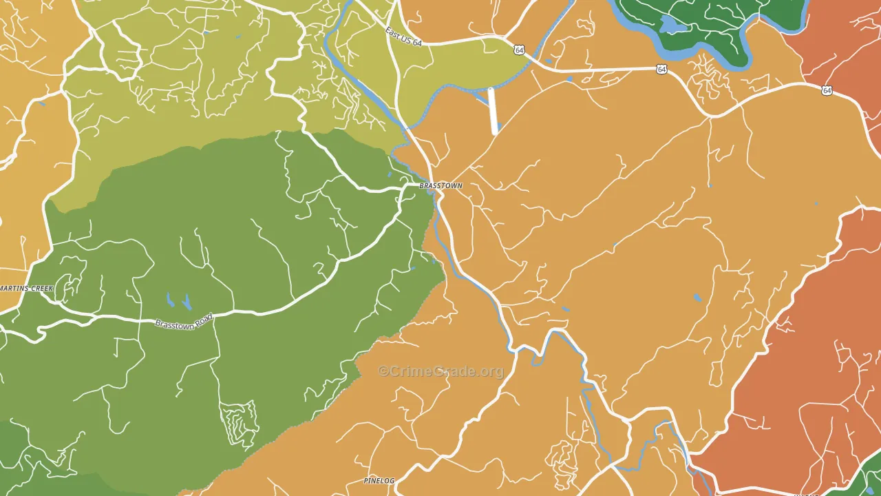 Brasstown, NC Map of Burglary Rates