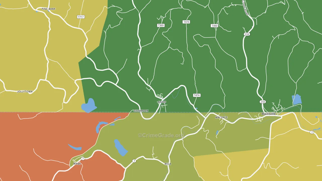 Brave, PA Map of Burglary Rates