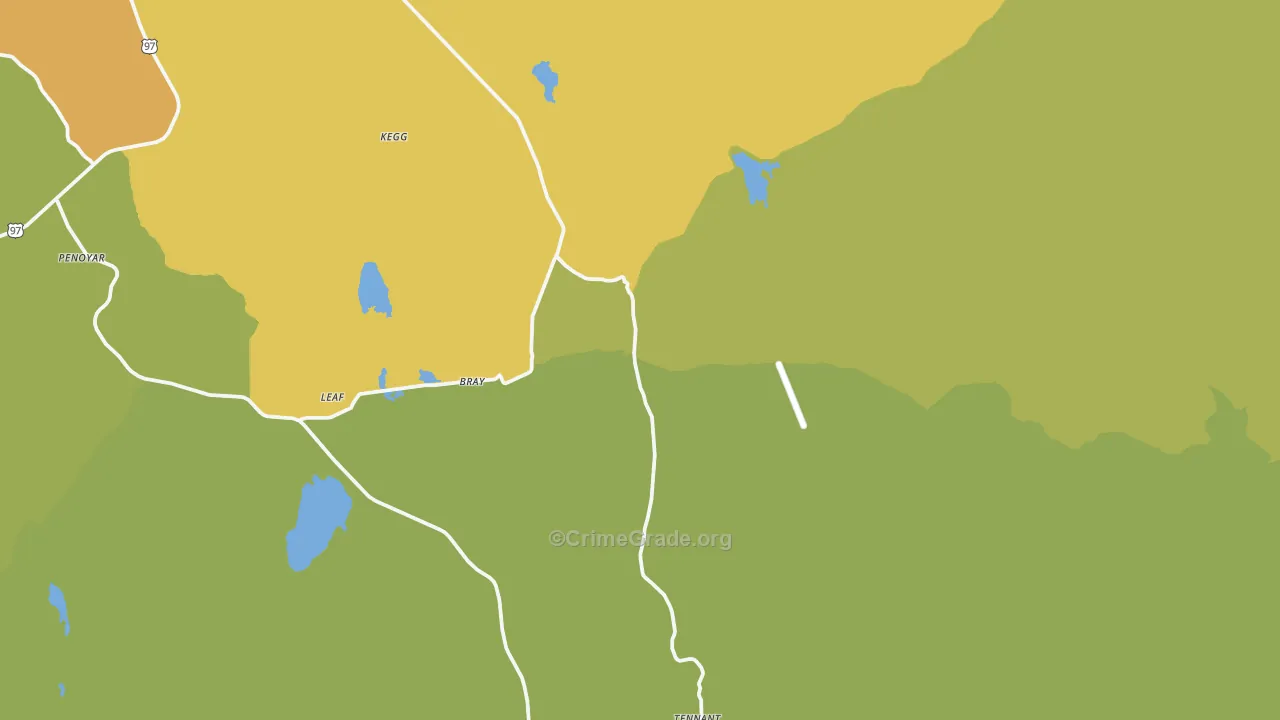 Bray, CA Map of Burglary Rates