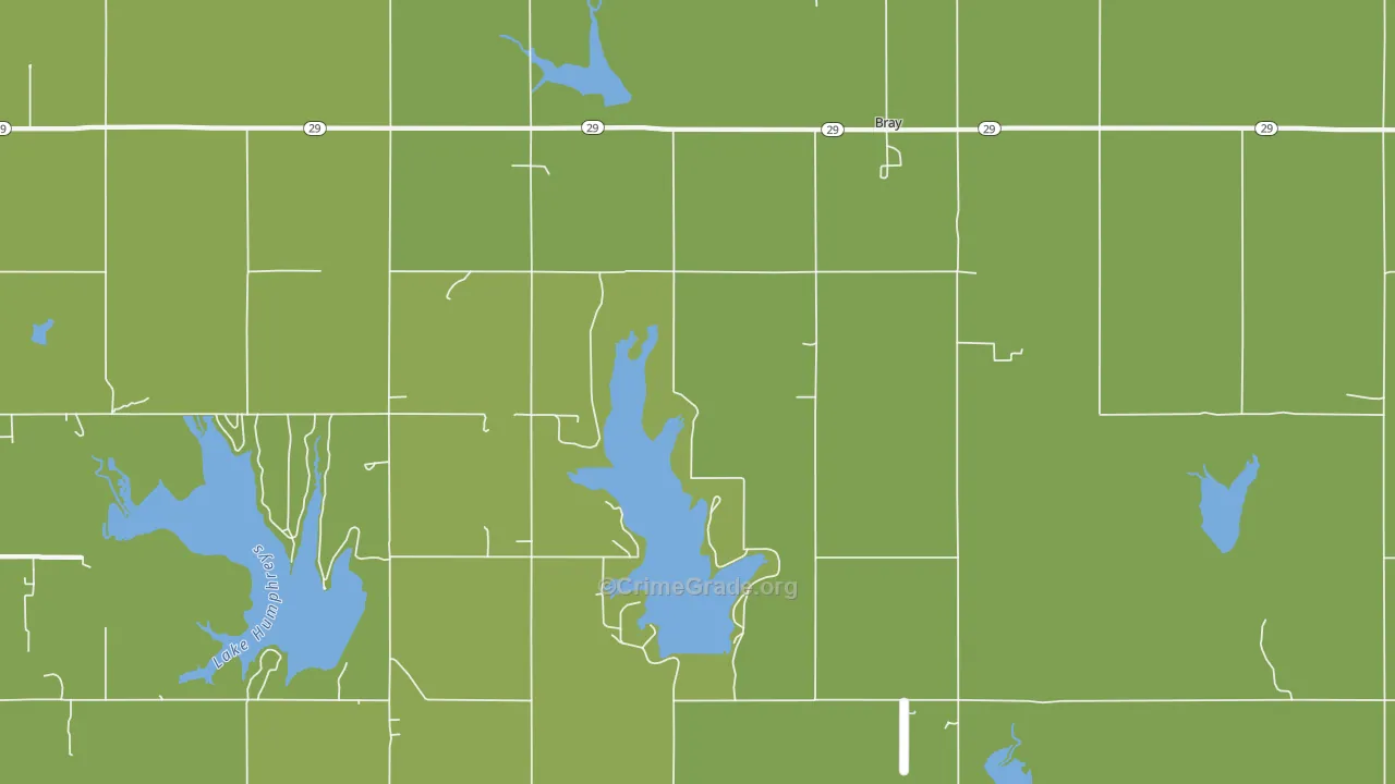 Bray, OK Map of Burglary Rates