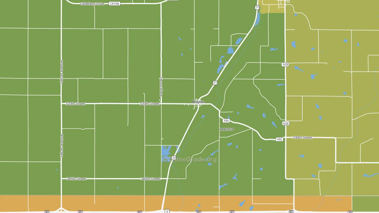 Brayton, IA Map of Burglary Rates