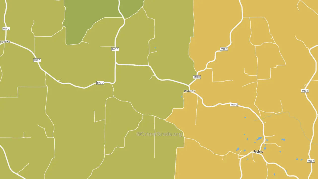Brazeau, MO Map of Burglary Rates
