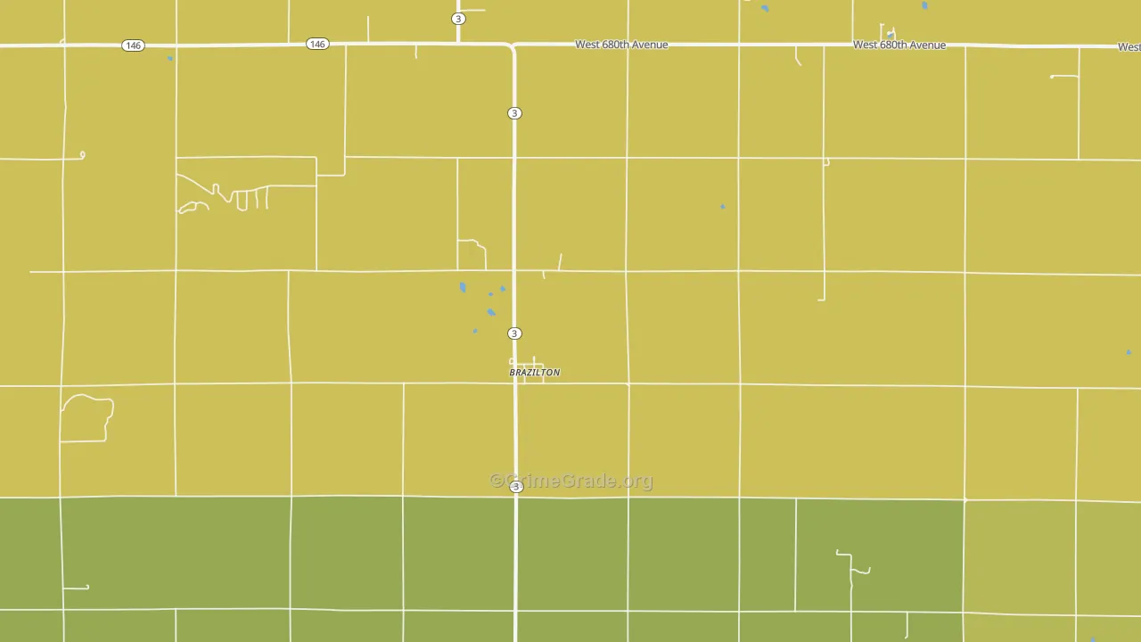 Brazilton, KS Map of Burglary Rates