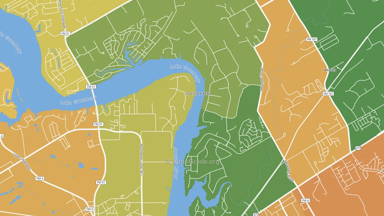 Brazos Bend, TX Map of Burglary Rates