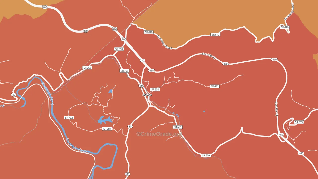Breaks, VA Map of Burglary Rates