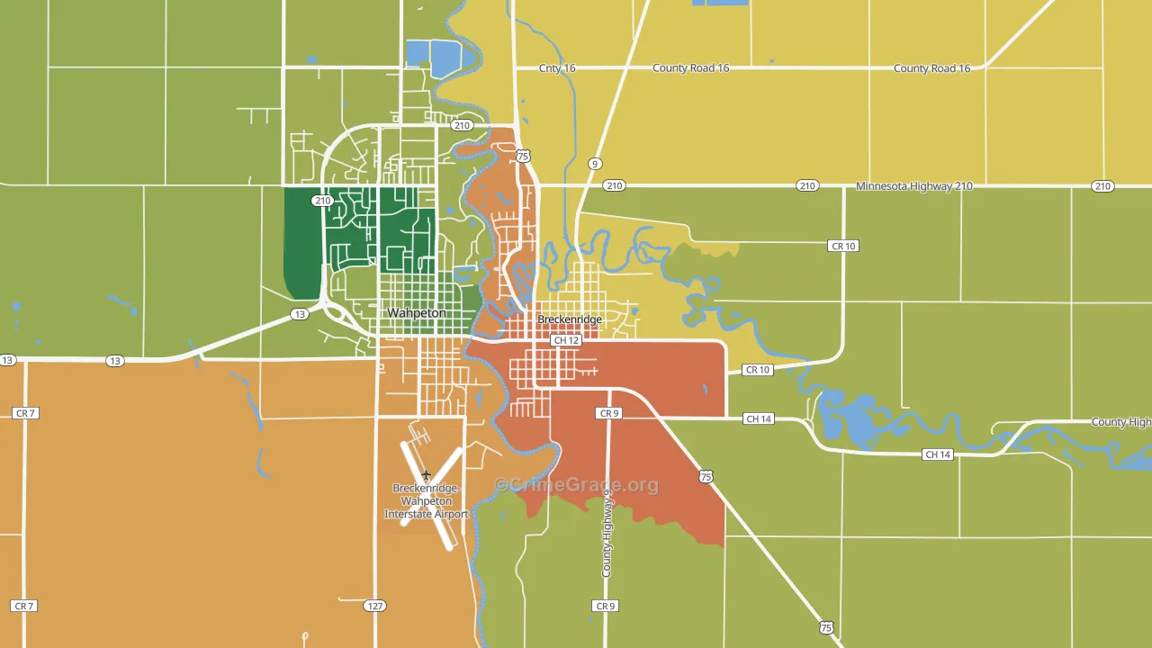 Breckenridge, MN Map of Burglary Rates