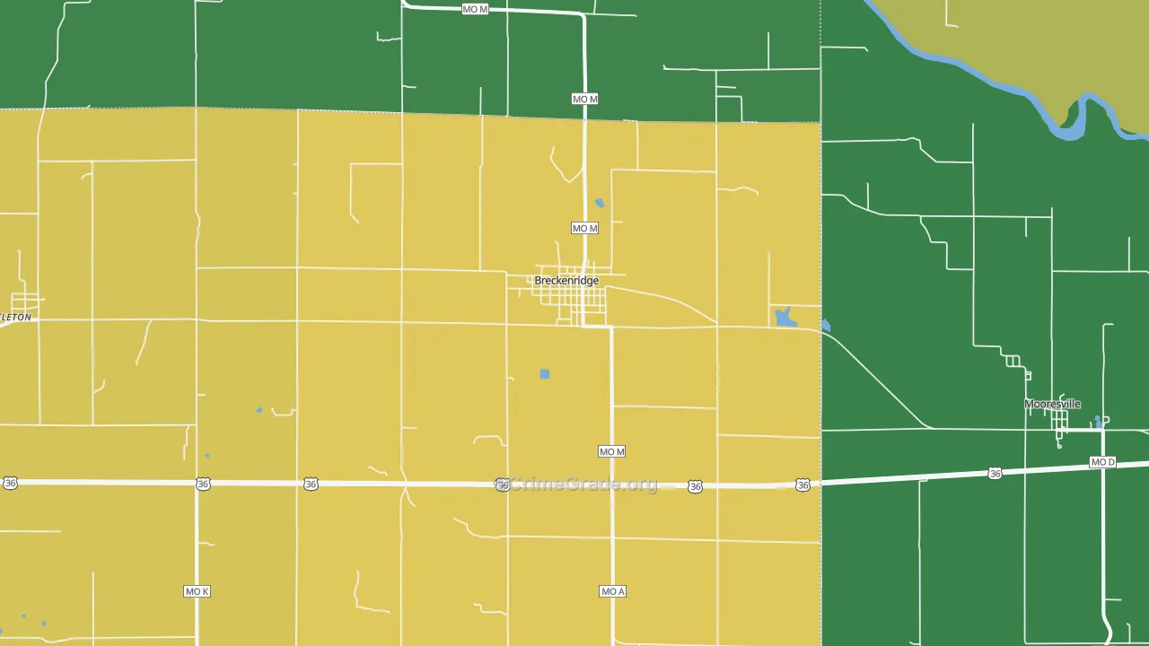 Breckenridge, MO Map of Burglary Rates