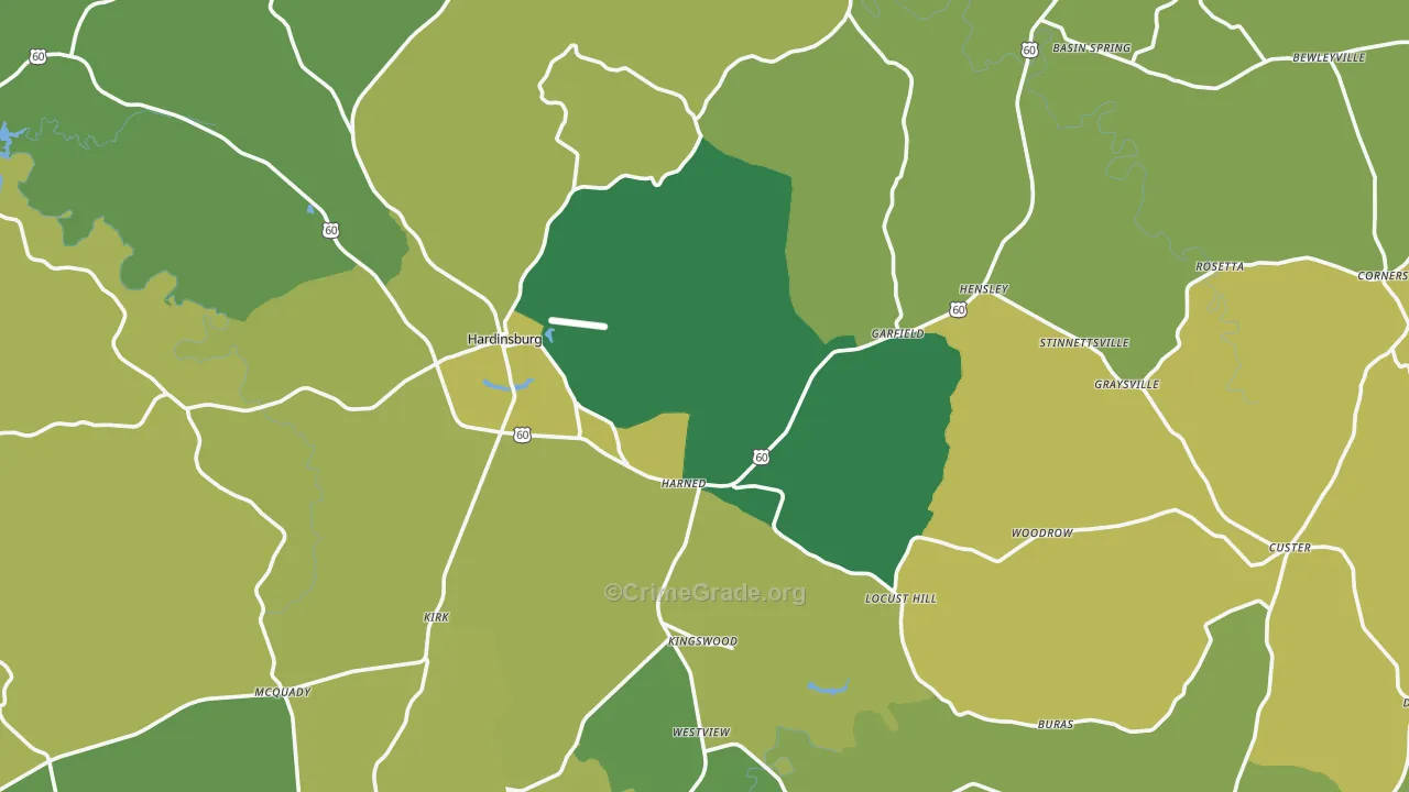 Breckinridge County, KY Map of Burglary Rates