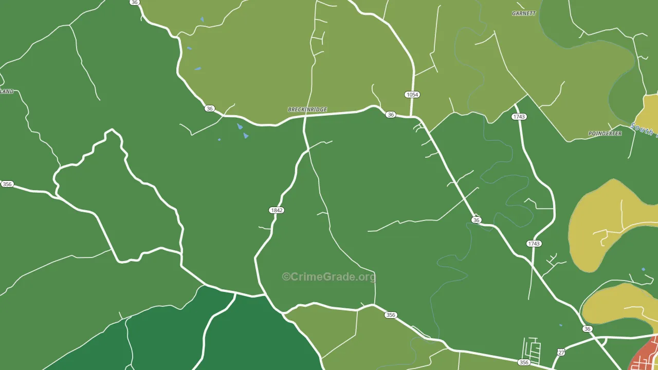 Breckinridge, KY Map of Burglary Rates