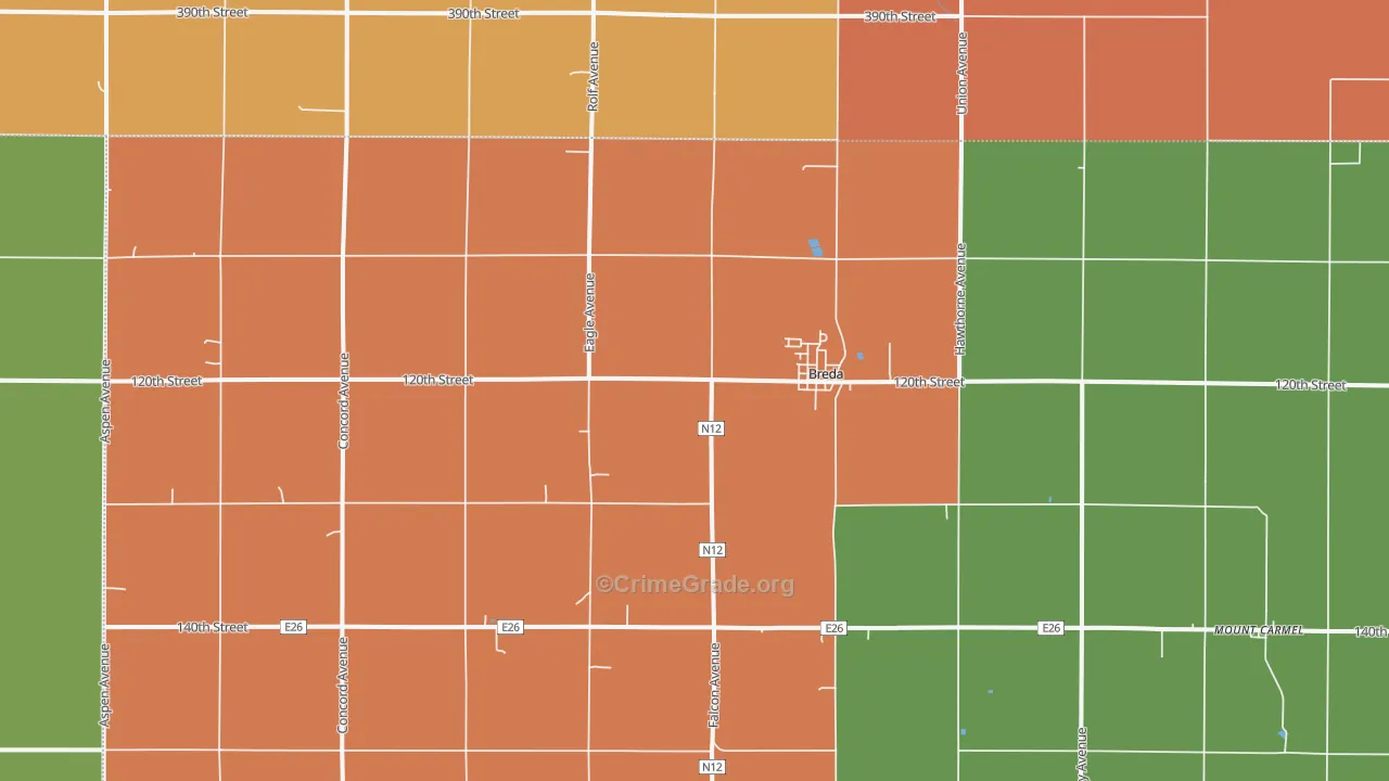 Breda, IA Map of Burglary Rates