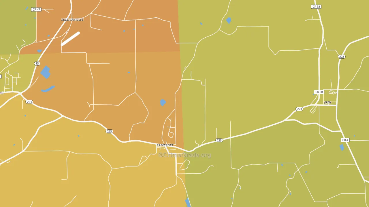 Breesport, NY Map of Burglary Rates