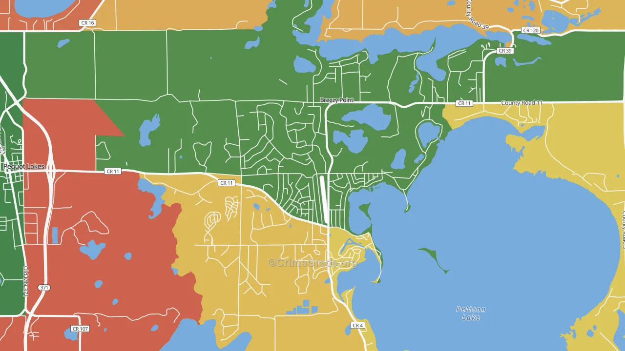Breezy Point, MN Map of Burglary Rates