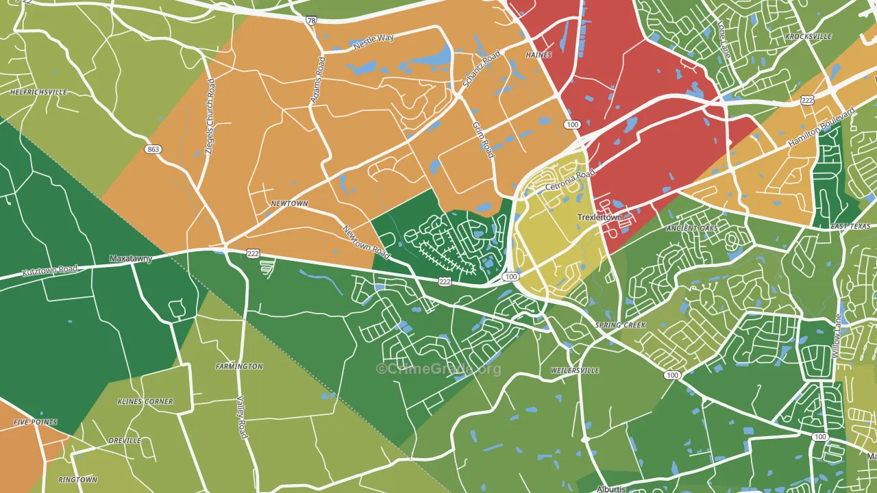 Breinigsville, PA Map of Burglary Rates