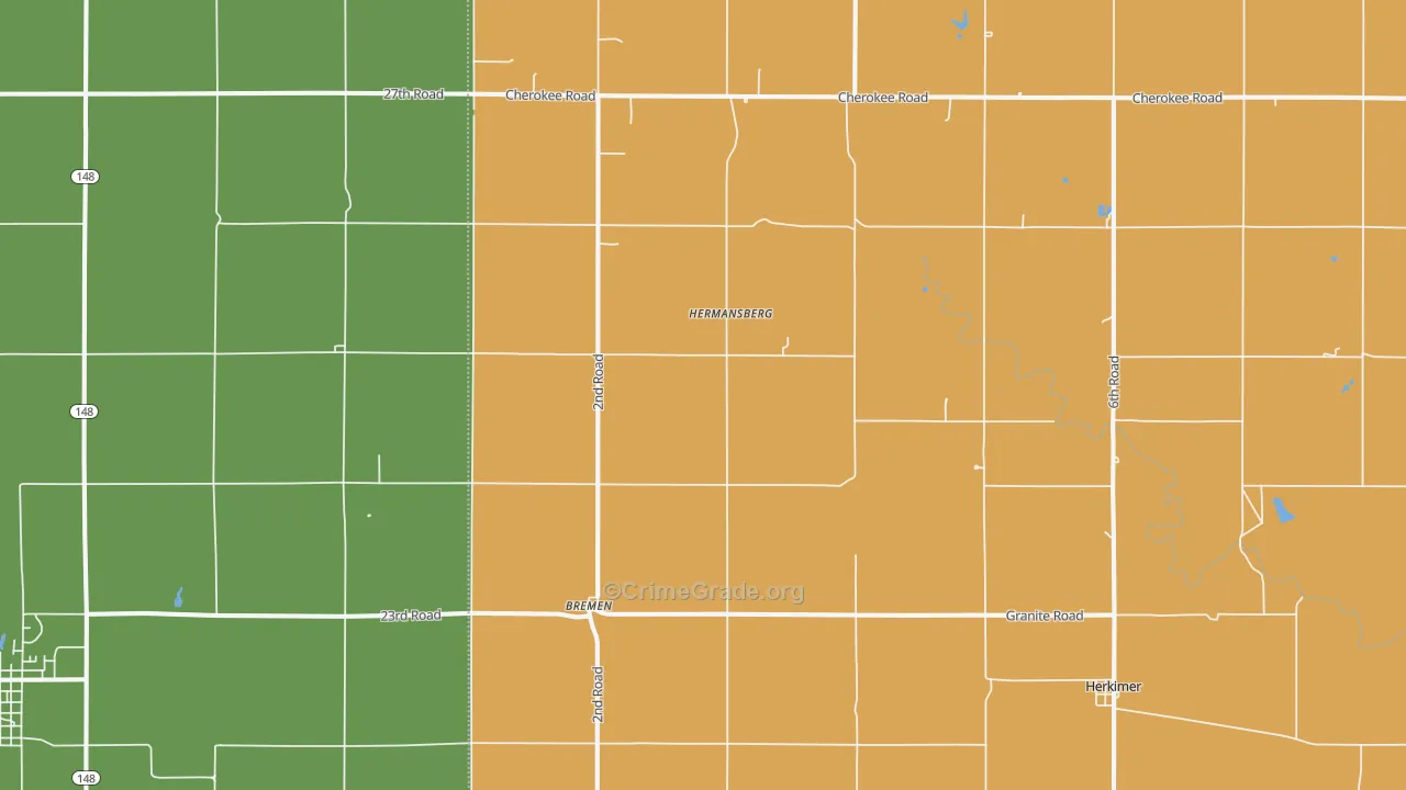 Bremen, KS Map of Burglary Rates