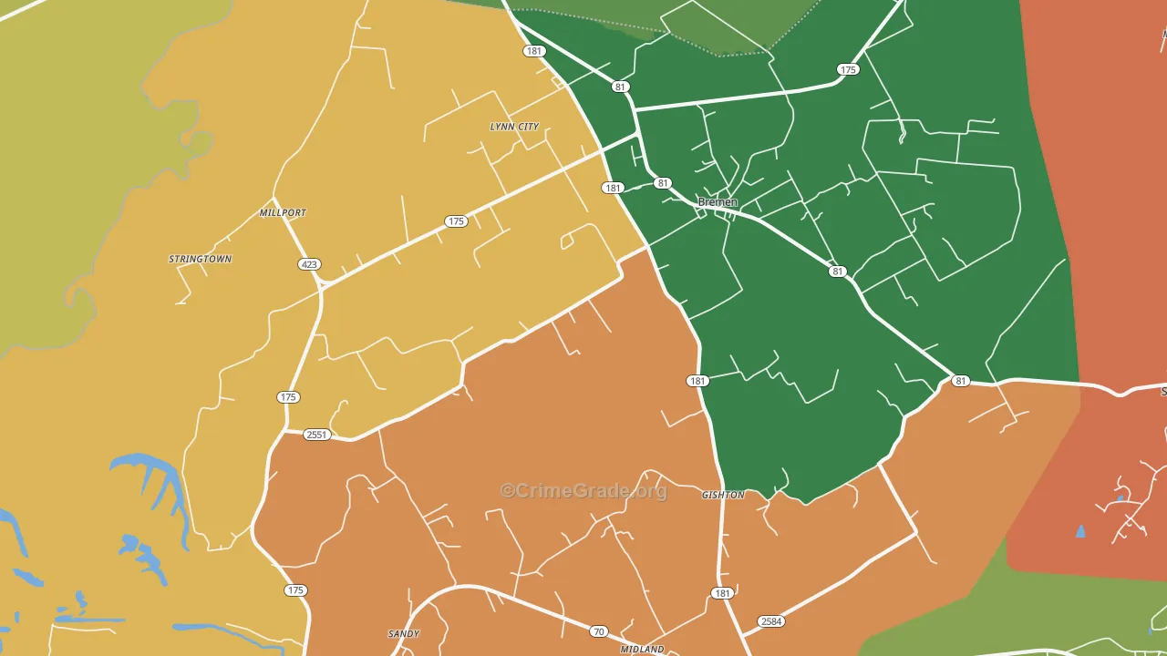 Bremen, KY Map of Burglary Rates