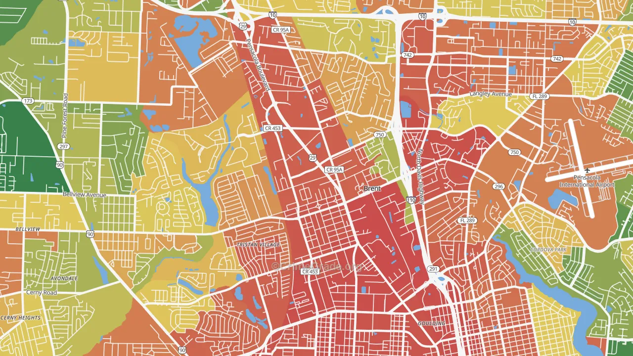 Brent, FL Map of Burglary Rates