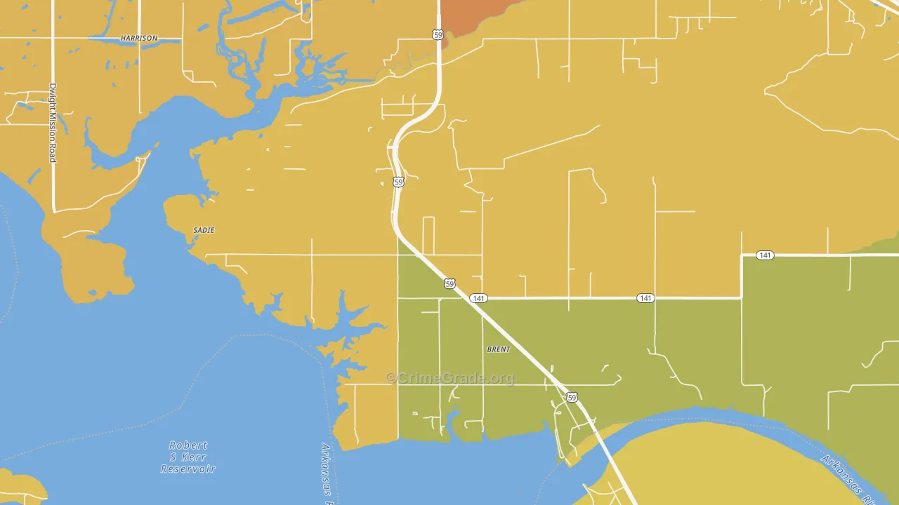 Brent, OK Map of Burglary Rates