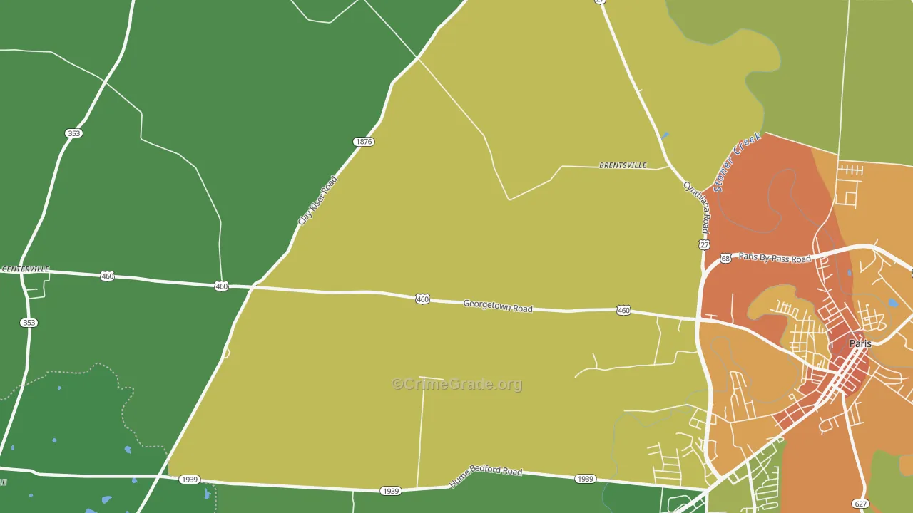 Brentsville, KY Map of Burglary Rates