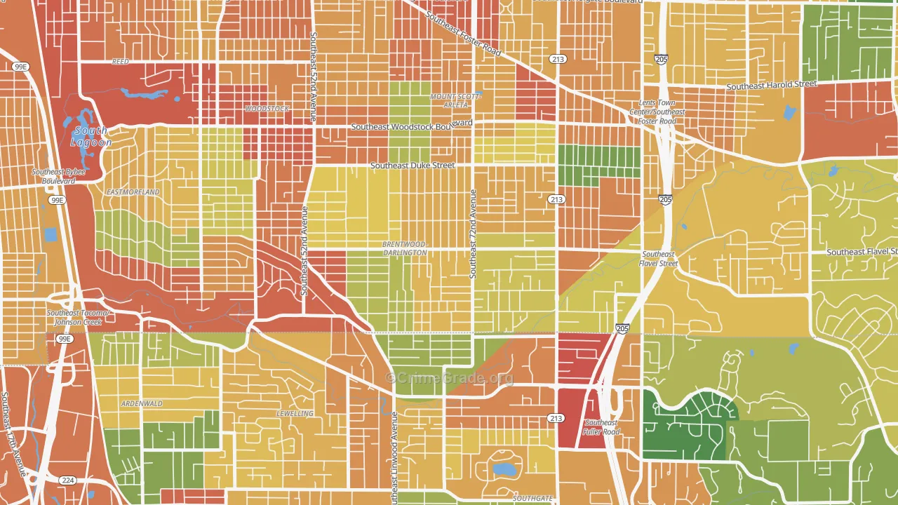Brentwood-Darlington, Portland, OR Map of Burglary Rates