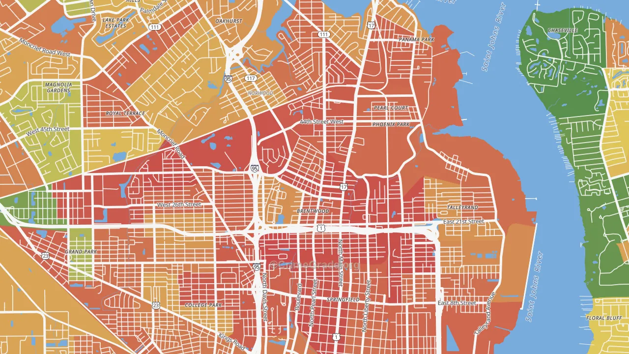 Brentwood, Jacksonville, FL Map of Burglary Rates