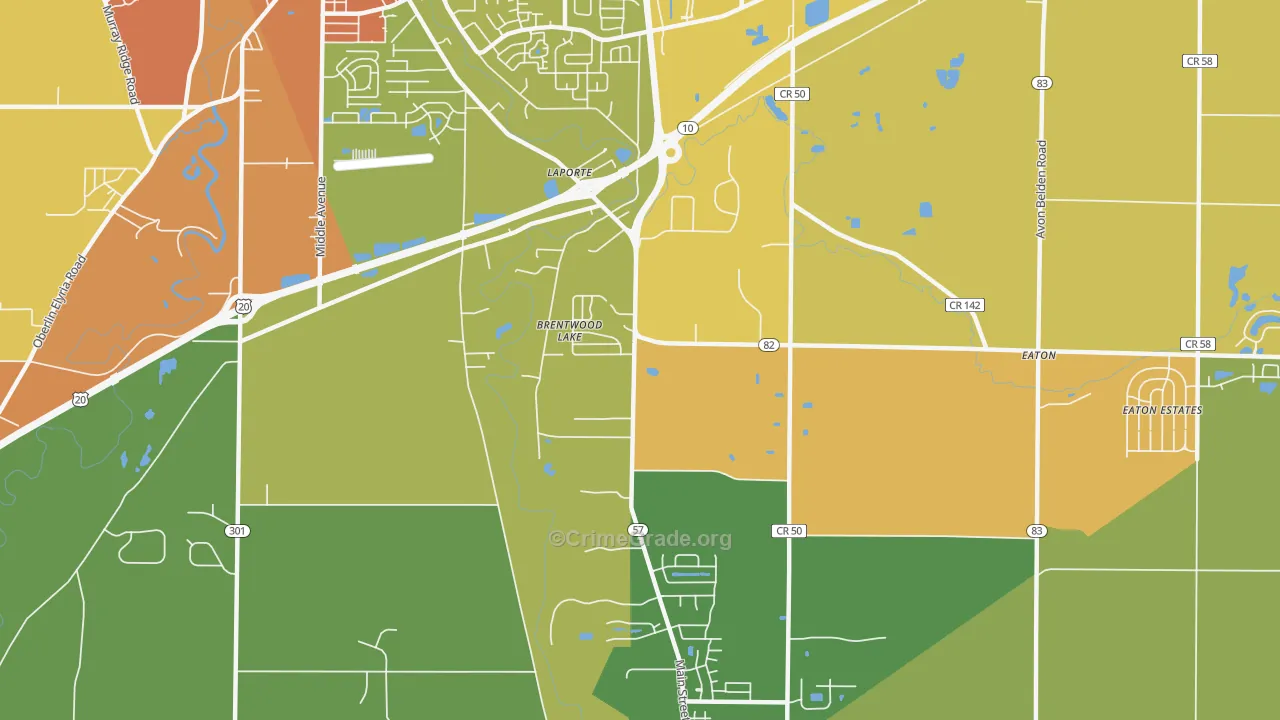 Brentwood Lake, OH Map of Burglary Rates