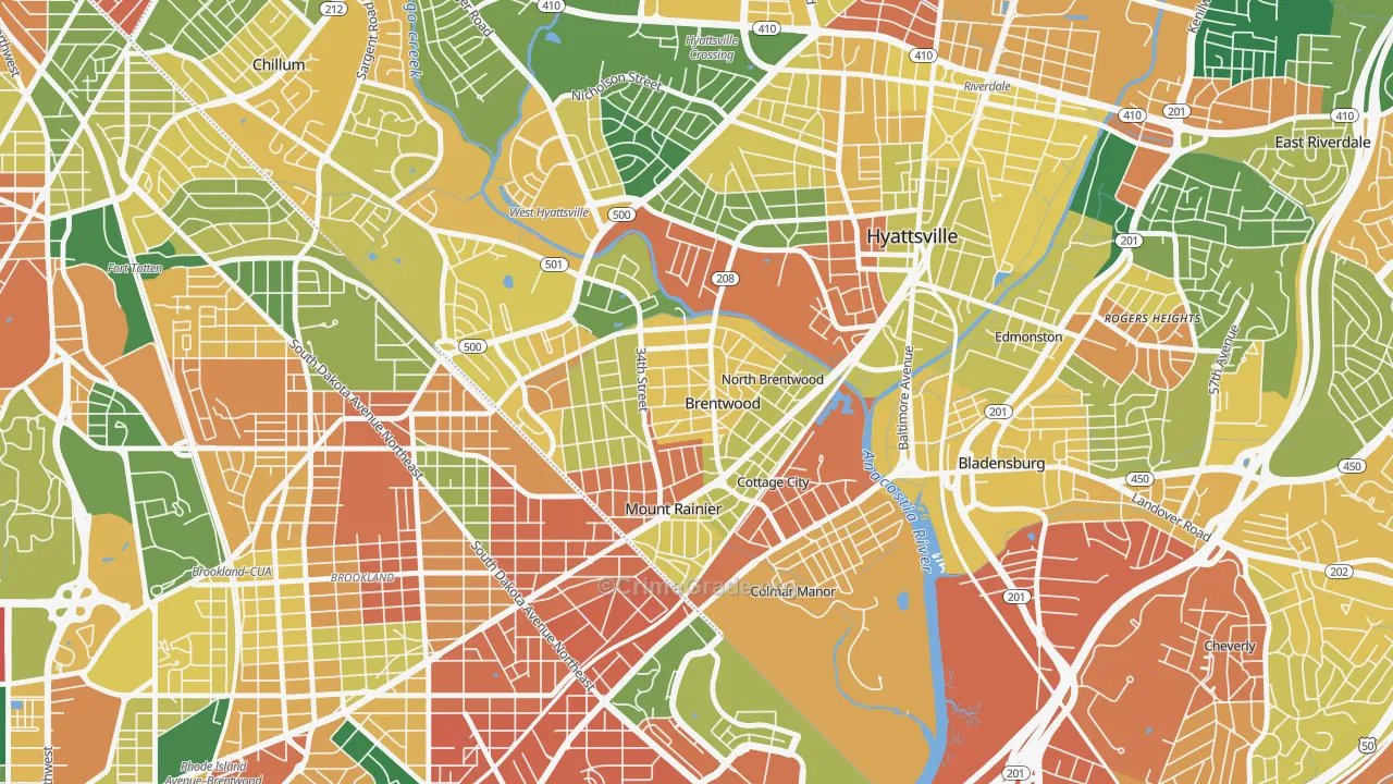 Brentwood, MD Map of Burglary Rates