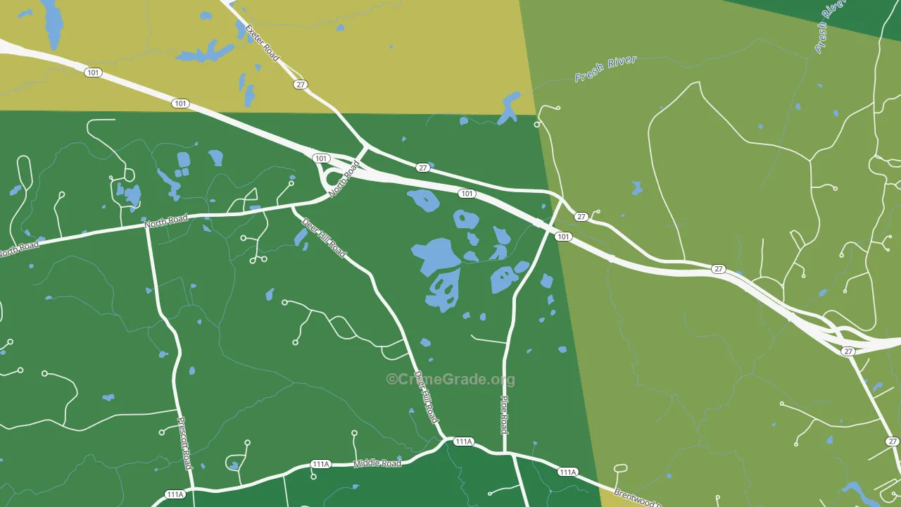 Brentwood, NH Map of Burglary Rates