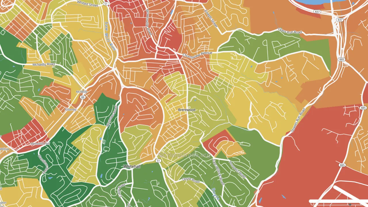 Brentwood, PA Map of Burglary Rates