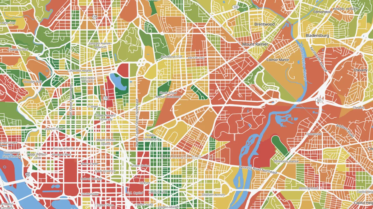 Brentwood, Washington, DC Map of Burglary Rates