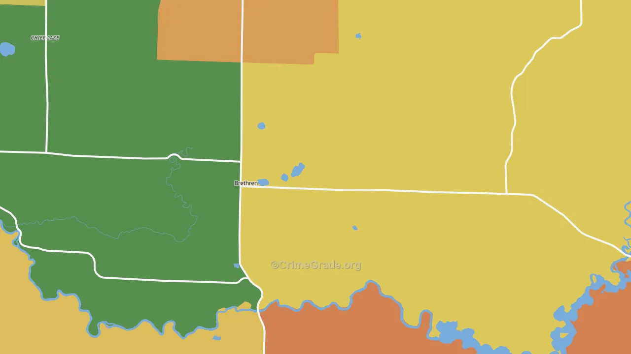 Brethren, MI Map of Burglary Rates