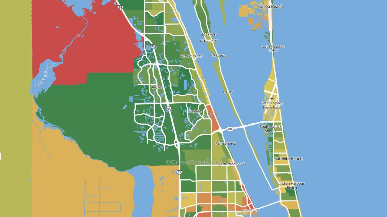 Brevard County, FL Map of Burglary Rates