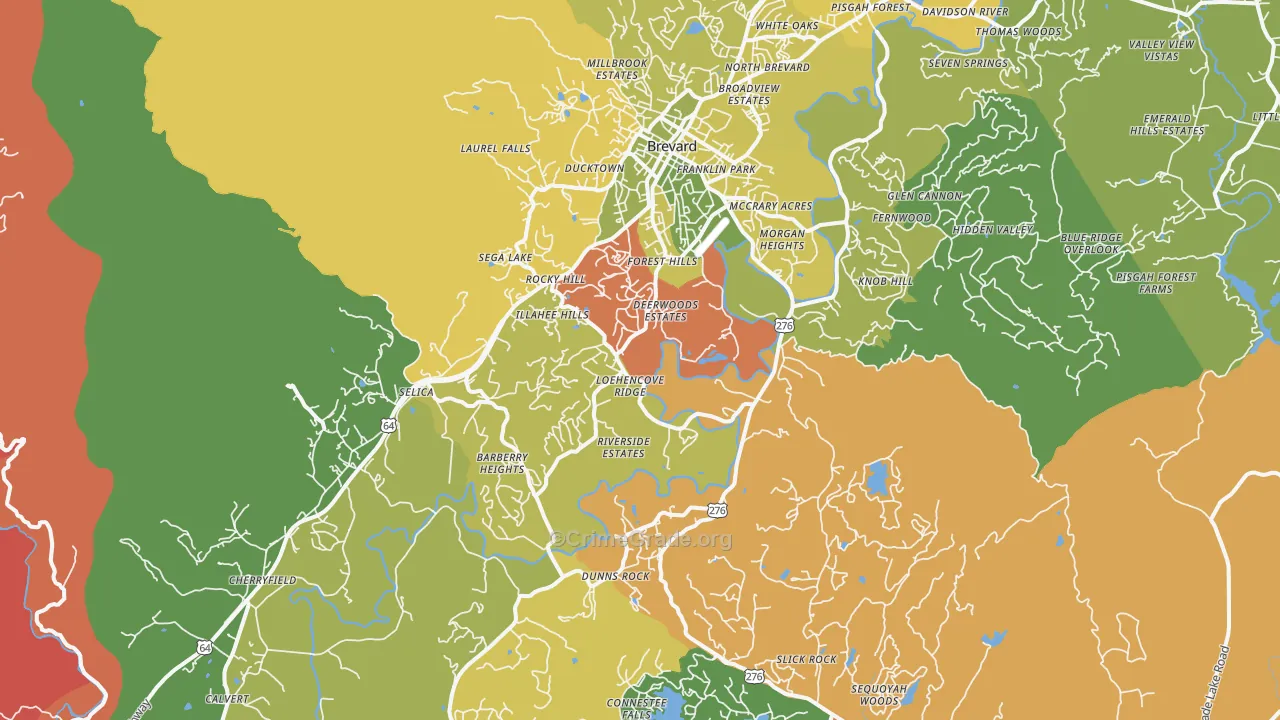 Brevard, NC Map of Burglary Rates