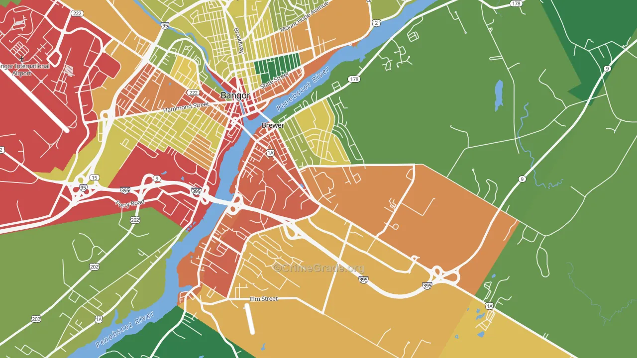 Brewer, ME Map of Burglary Rates