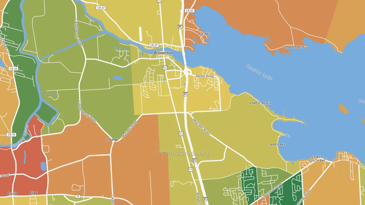 Brewerton, NY Map of Burglary Rates