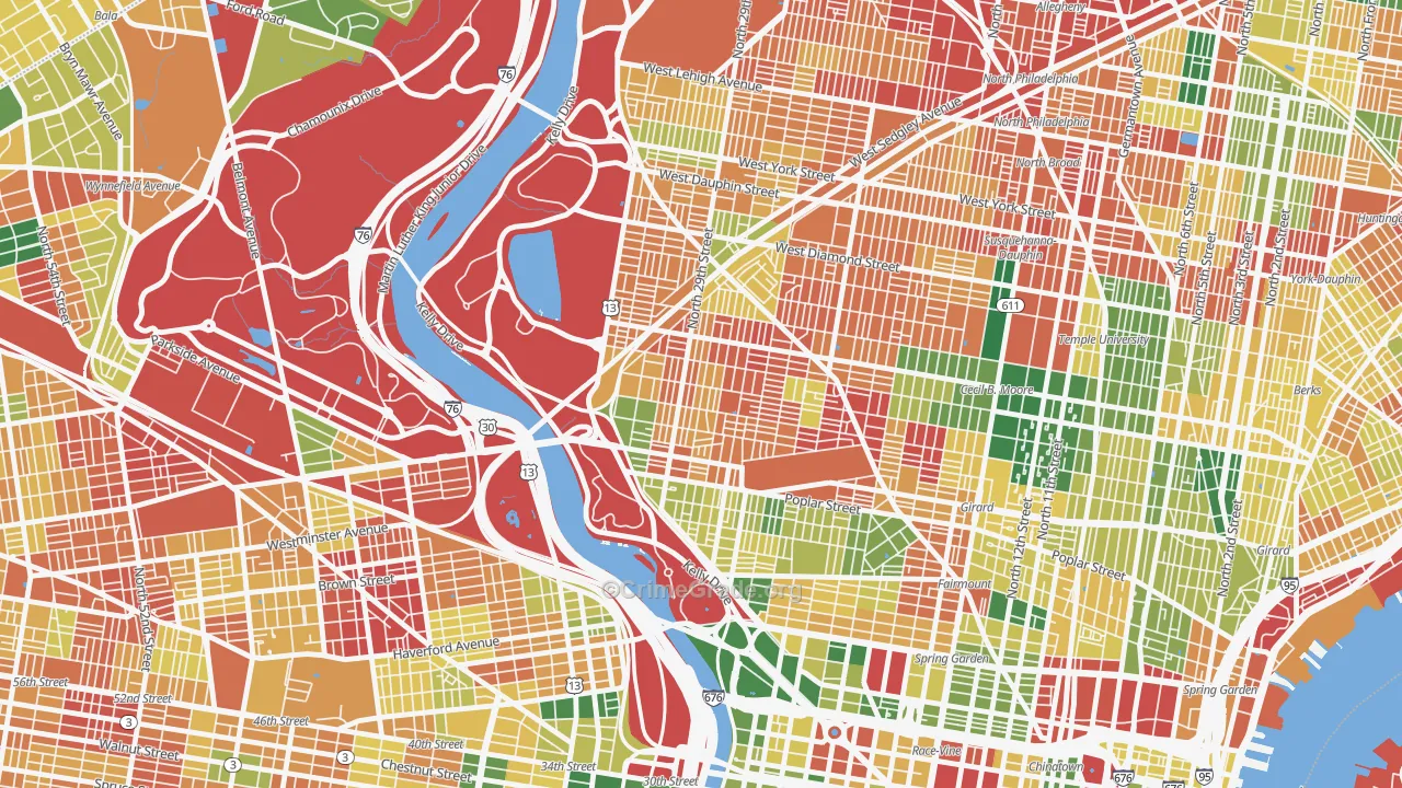 Brewerytown, Philadelphia, PA Map of Burglary Rates