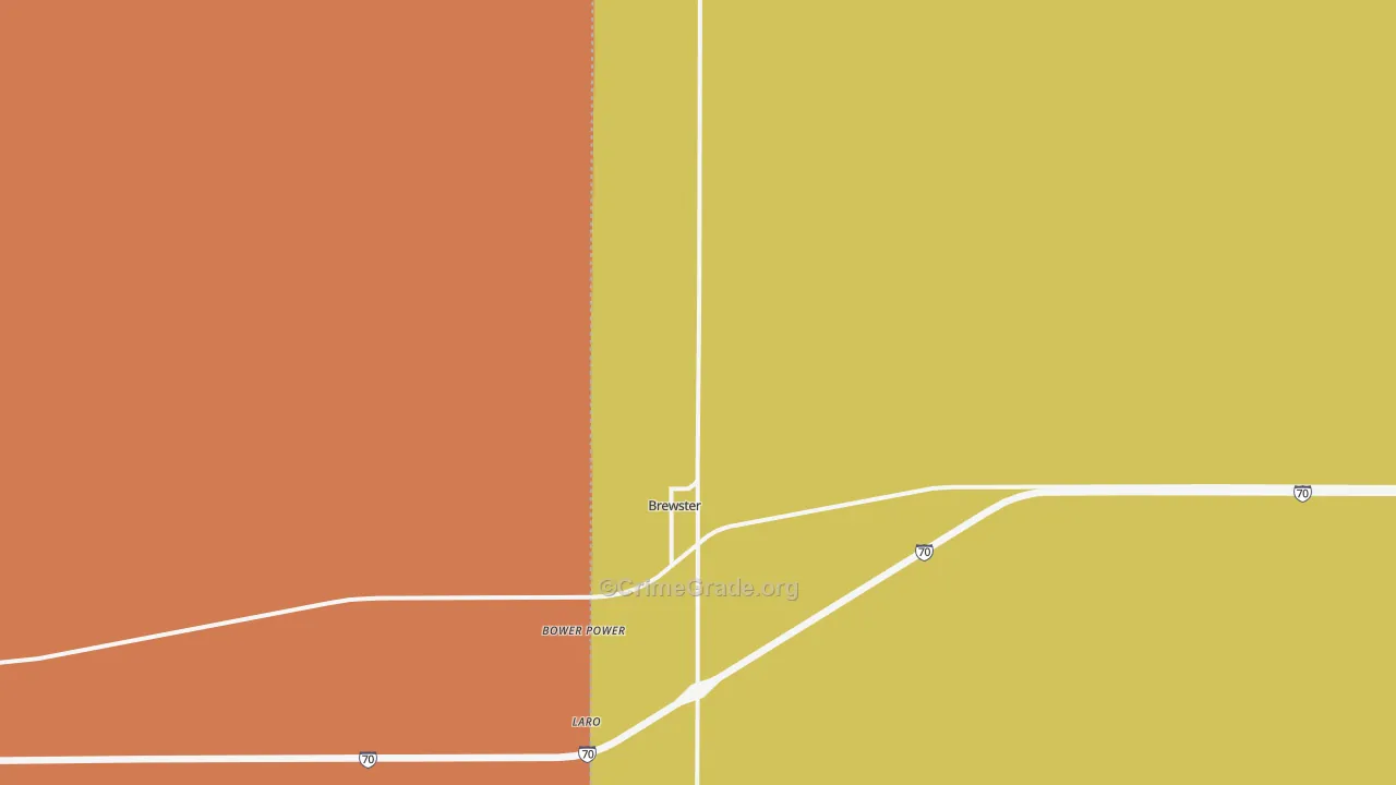 Brewster, KS Map of Burglary Rates