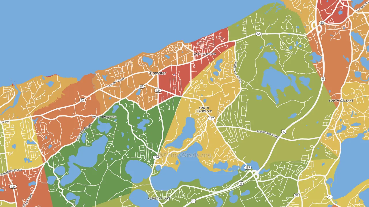 Brewster, MA Map of Burglary Rates