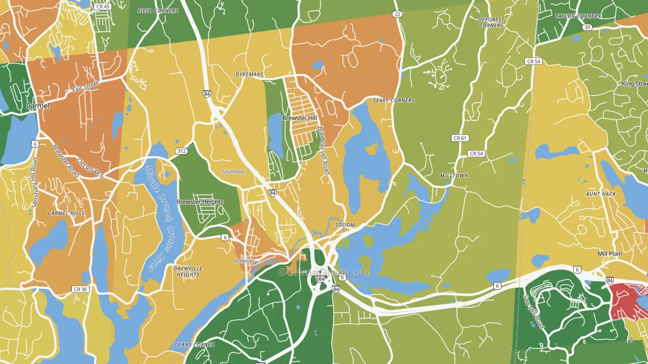Brewster, NY Map of Burglary Rates