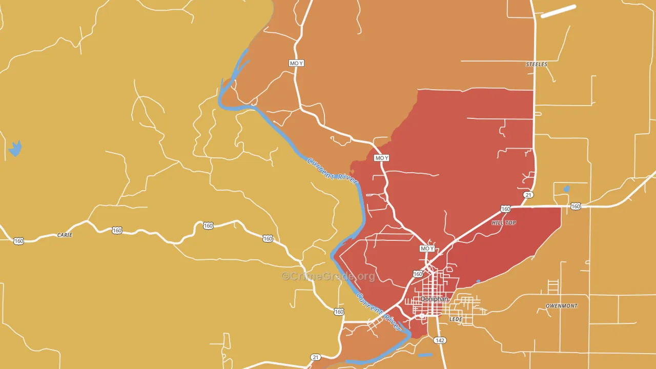 Briar, MO Map of Burglary Rates