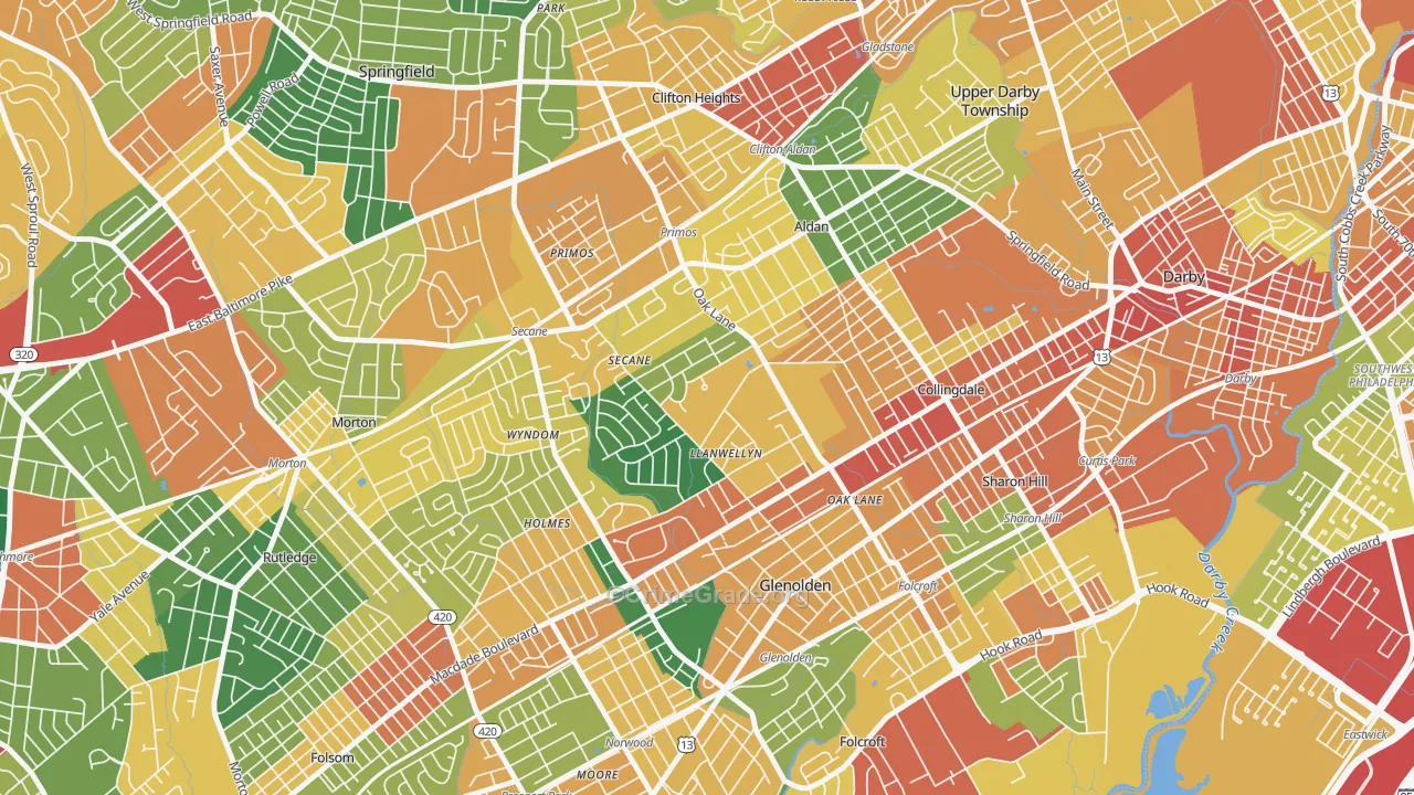 Briarcliffe, Glenolden, PA Map of Burglary Rates