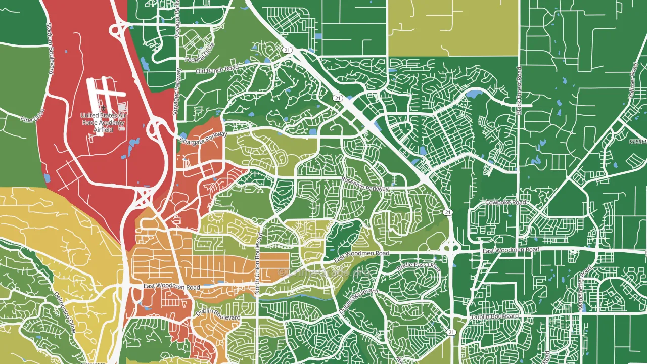 Briargate, Colorado Springs, CO Map of Burglary Rates