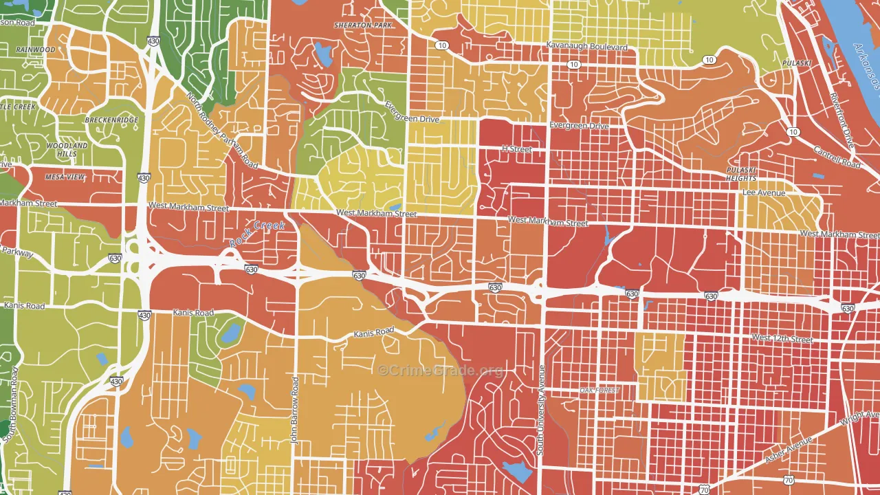 Briarwood, Little Rock, AR Map of Burglary Rates