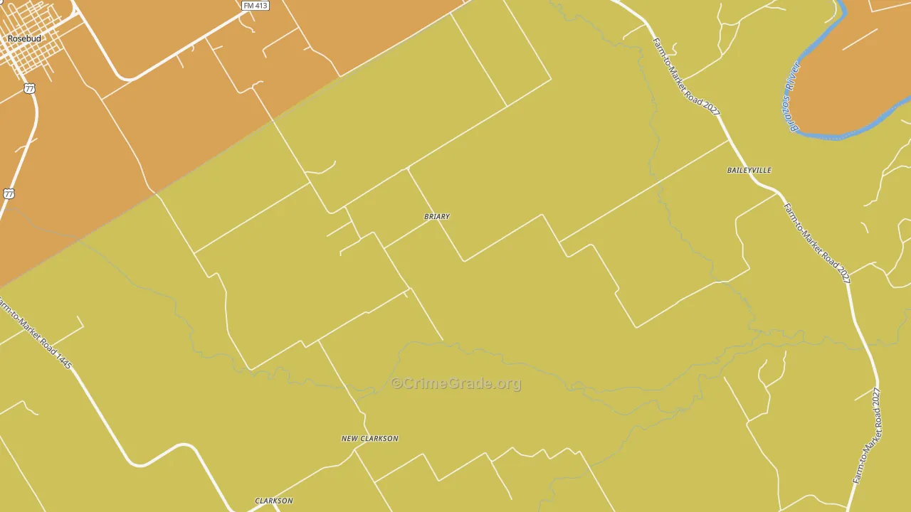Briary, TX Map of Burglary Rates