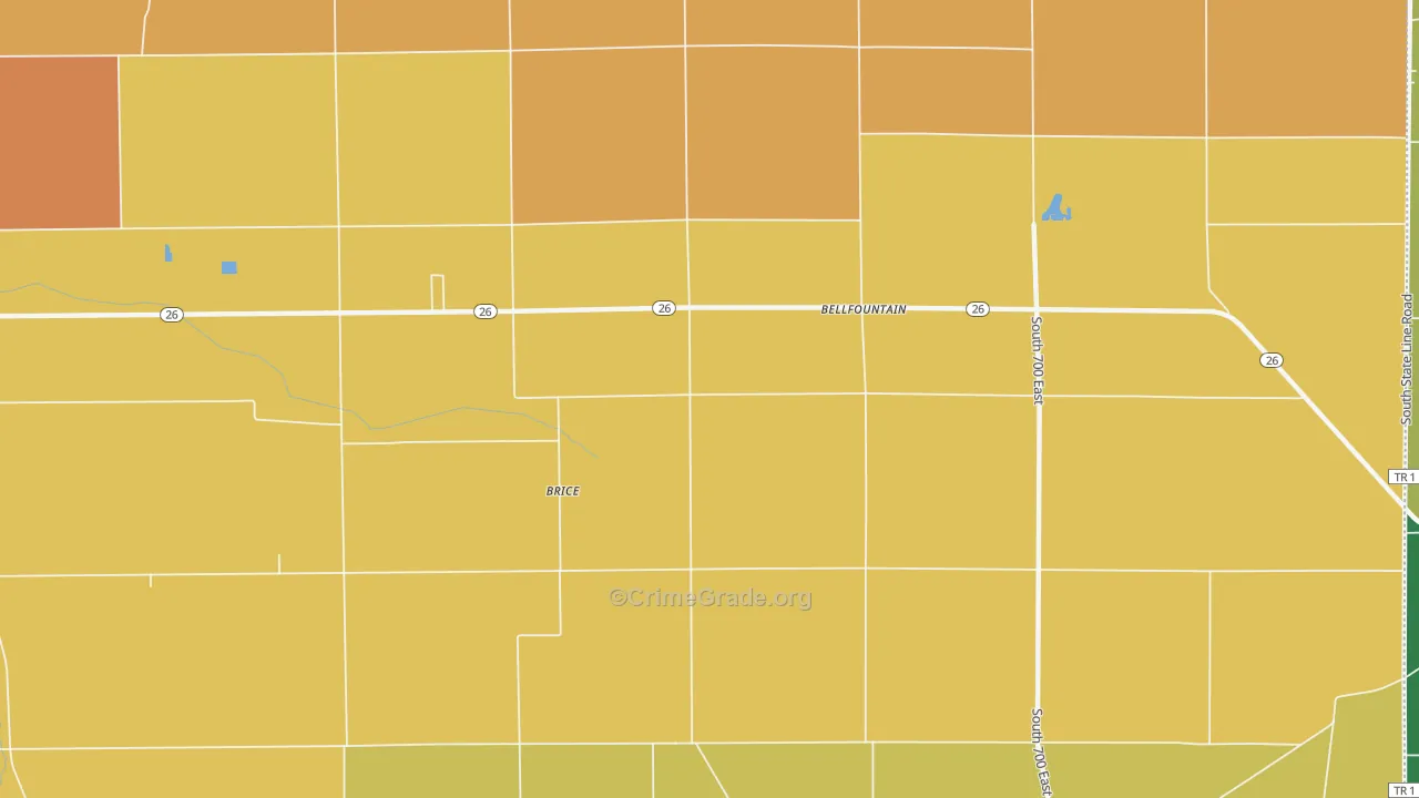 Brice, IN Map of Burglary Rates