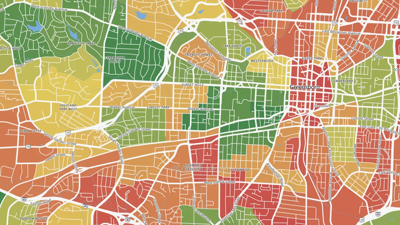 Brice Street Area, Greensboro, NC Map of Burglary Rates