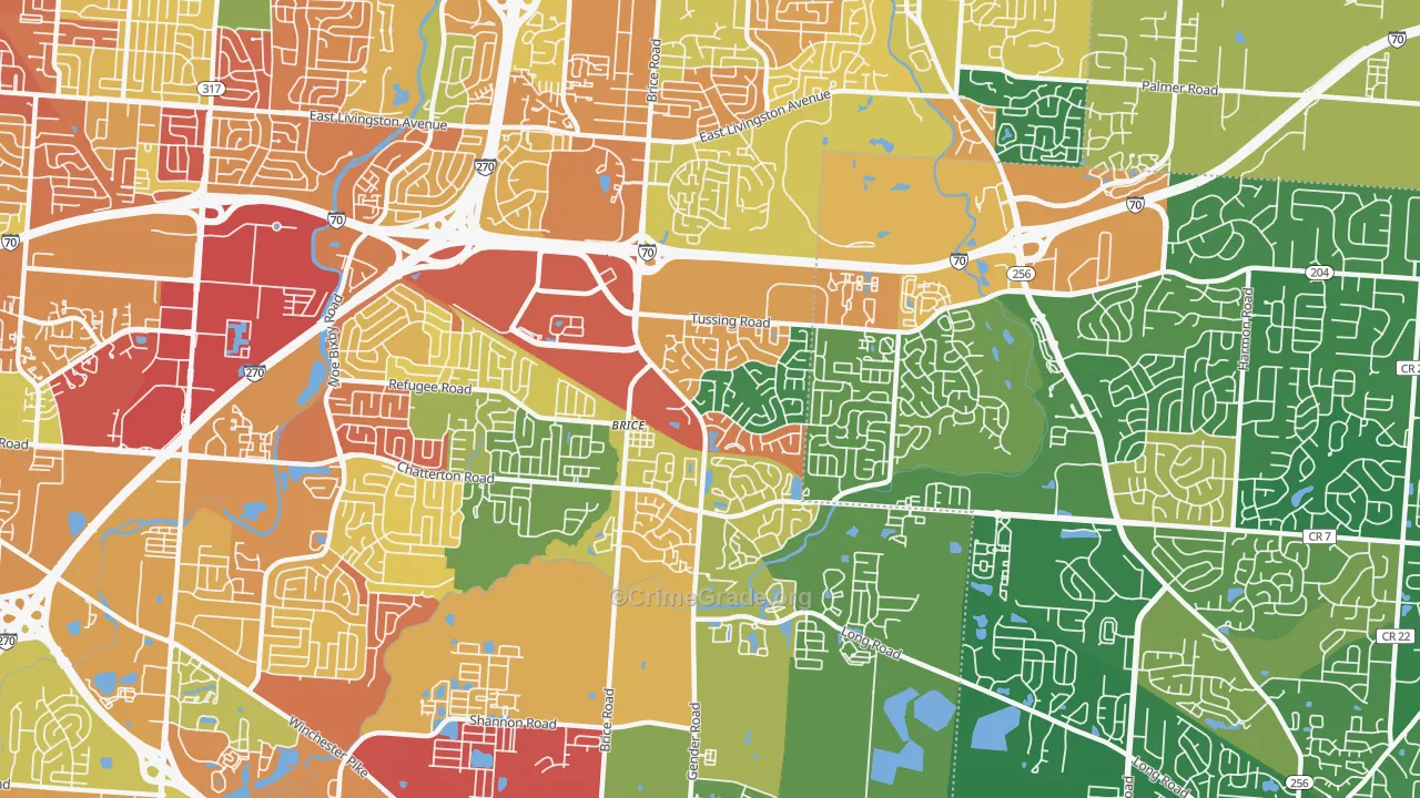 Brice-Tussing, Columbus, OH Map of Burglary Rates